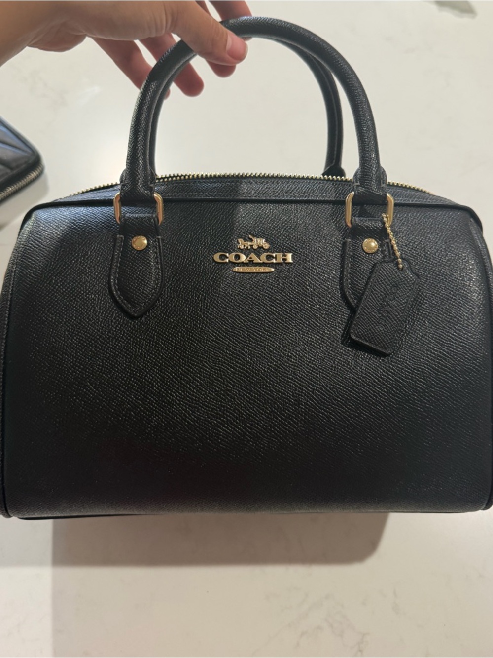 Coach Black Pebbled Leather Mini Satchel with Gold Hardware
